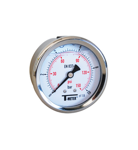 MANOMETRE BOITIER INOX A BAIN RACCORD AXIAL 1/5 pour bateaux